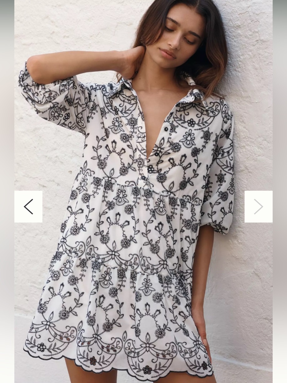 Anthropologie Maeve Women’s Bettina Tiered Shirt Dress | M | Embroidered